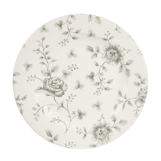 Churchill Vintage Prints Rose Chintz Profile Plates Grey 210mm (Pack of 6) - DA666 Plates Churchill