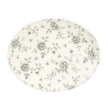 Churchill Rose Chintz Oval Coupe Plates Grey 317mm (Pack of 6) - DA668 Plates Churchill