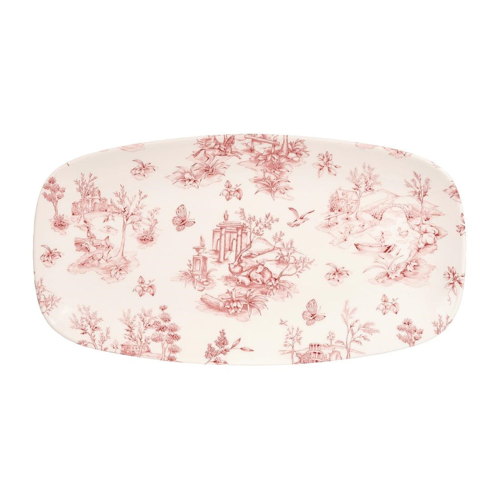 Churchill Vintage Prints Rectangular Plates Cranberry Toile 355mm (Pack of 6) - DA724 Plates Churchill
