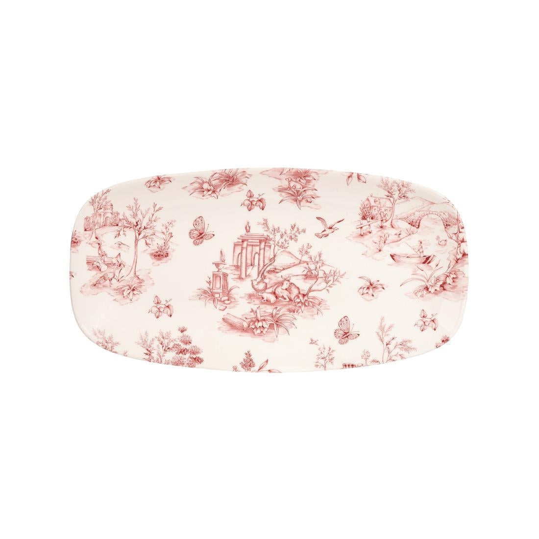 Churchill Vintage Prints Rectangular Plates Cranberry Toile 298mm (Pack of 12) - DA725 Plates Churchill