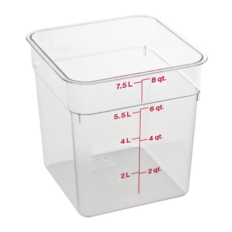 Cambro Square Polycarbonate Food Storage Container 7.6 Ltr (Pack of 6) - DB011  Cambro   