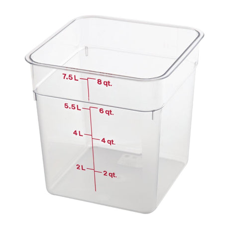 Cambro Square Polycarbonate Food Storage Container 7.6 Ltr (Pack of 6) - DB011  Cambro   