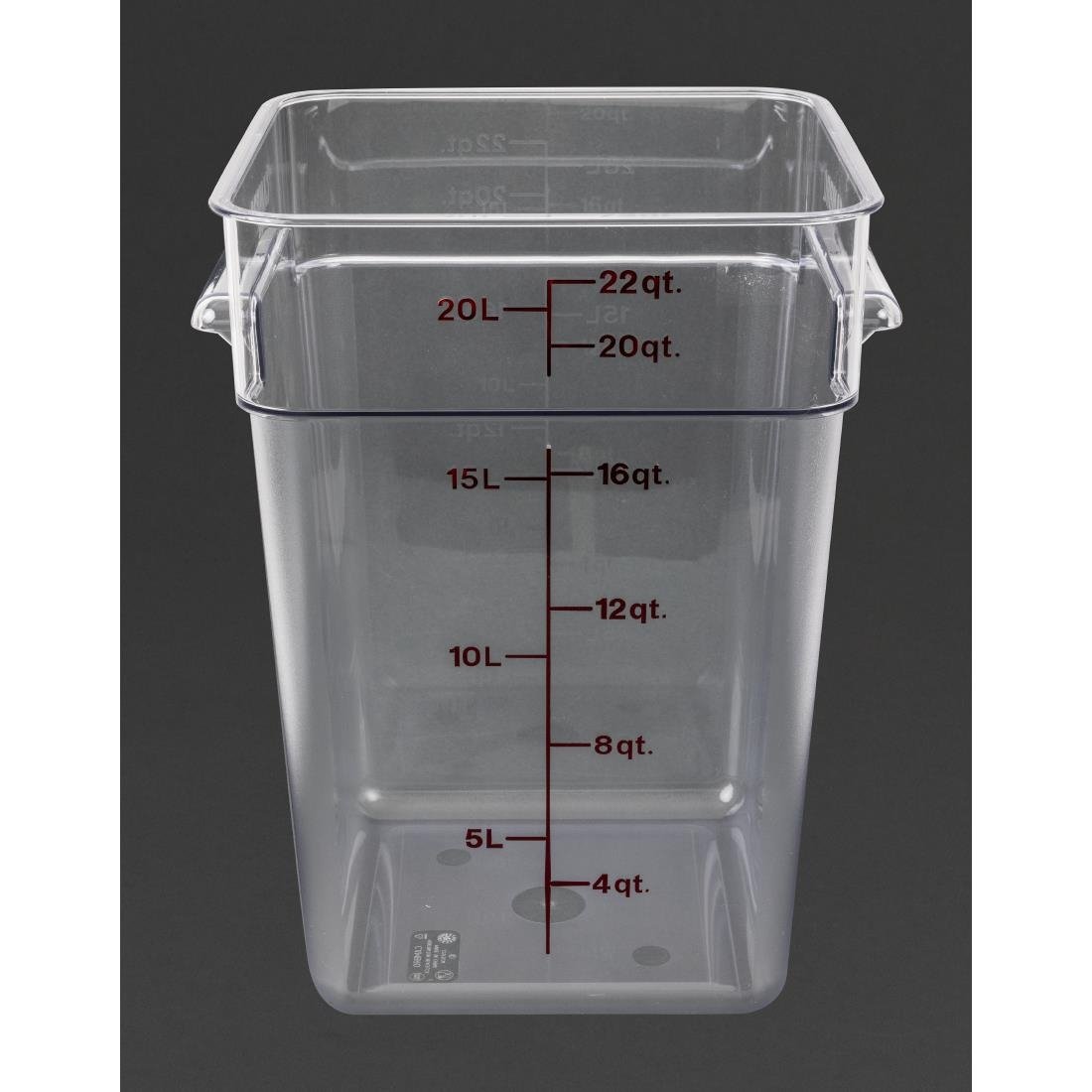 Cambro Square Polycarbonate Food Storage Container 20.8 Ltr (Pack of 6) - DB012  Cambro   