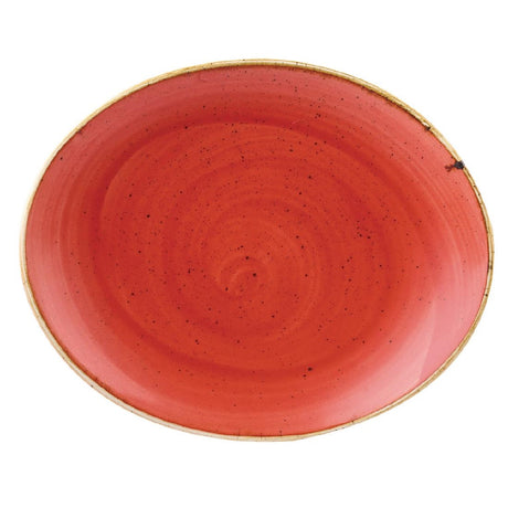 Churchill Stonecast Oval Coupe Plate Berry Red 192mm (Pack of 12) - DB072 Plates Churchill