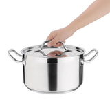 Nisbets Essentials Stainless Steel Stew Pot With Lid 24cm - DB254 Casserole & Stew Pans Nisbets Essentials