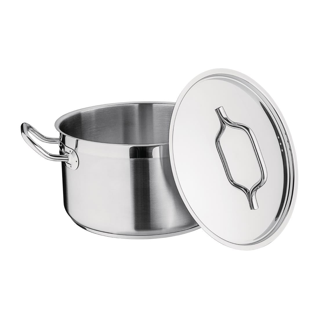 Nisbets Essentials Stainless Steel Stew Pot With Lid 24cm - DB254 Casserole & Stew Pans Nisbets Essentials