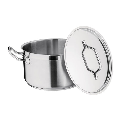 Nisbets Essentials Stainless Steel Stew Pot With Lid 24cm - DB254 Casserole & Stew Pans Nisbets Essentials