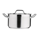 Nisbets Essentials Stainless Steel Stew Pot With Lid 24cm - DB254 Casserole & Stew Pans Nisbets Essentials