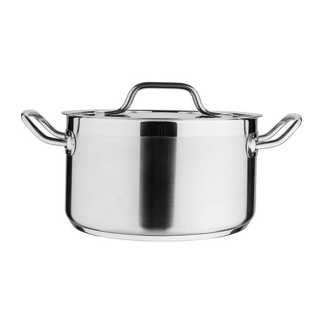 Nisbets Essentials Stainless Steel Stew Pot With Lid 24cm - DB254 Casserole & Stew Pans Nisbets Essentials
