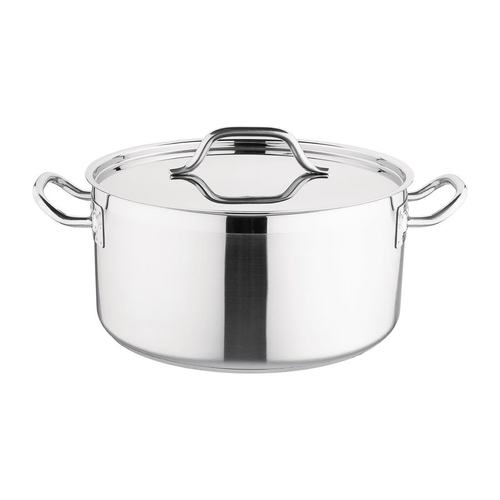 Nisbets Essentials Stainless Steel Stew Pot With Lid 32cm - DB255 Casserole & Stew Pans Nisbets Essentials