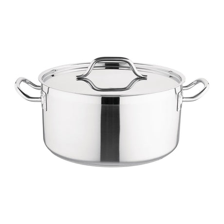Nisbets Essentials Stainless Steel Stew Pot With Lid 32cm - DB255 Casserole & Stew Pans Nisbets Essentials