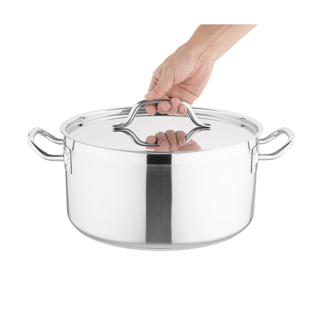Nisbets Essentials Stainless Steel Stew Pot With Lid 32cm - DB255 Casserole & Stew Pans Nisbets Essentials