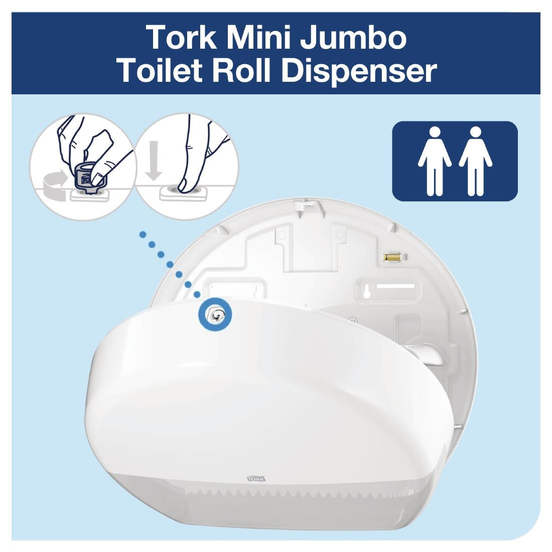 Tork Mini Jumbo Toilet Roll Dispenser White - DB463  Tork   