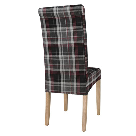 Bolero Austin Dining Chairs Grey Tartan (Pack of 2) - DB990 Upholstered Dining Chairs Bolero   