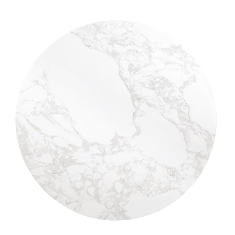 Bolero Round Marble Effect Tabletop White 600mm - DC300 Stone Effect Table Tops Bolero   