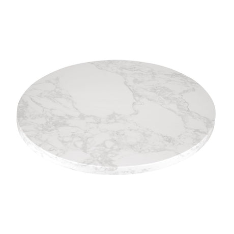 Bolero Round Marble Effect Tabletop White 600mm - DC300 Stone Effect Table Tops Bolero   