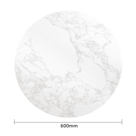 Bolero Round Marble Effect Tabletop White 600mm - DC300 Stone Effect Table Tops Bolero   