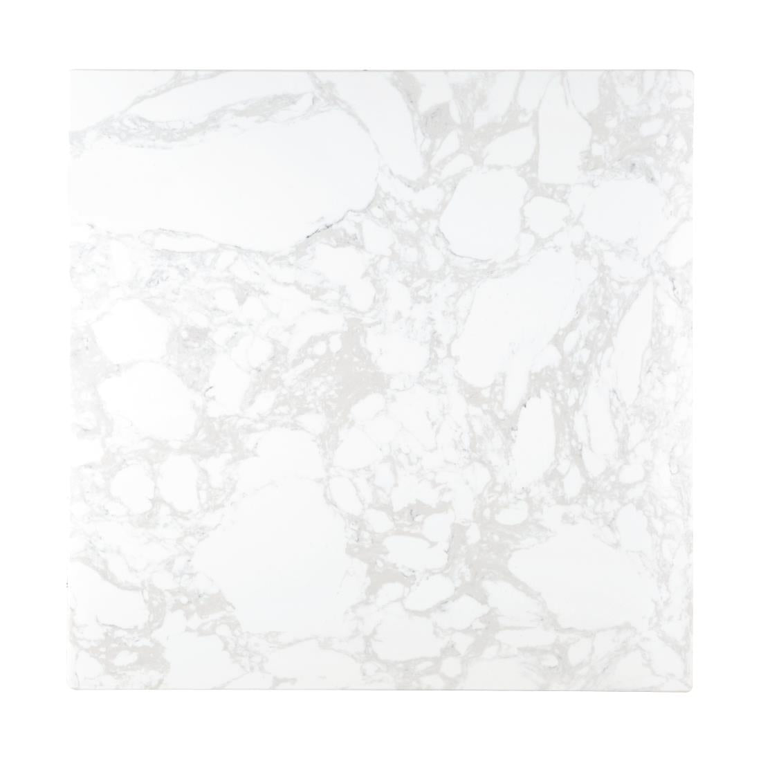 Bolero Square Marble Effect Tabletop White 600mm - DC301 Stone Effect Table Tops Bolero   
