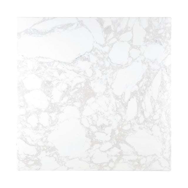 Bolero Square Marble Effect Tabletop White 600mm - DC301 Stone Effect Table Tops Bolero   