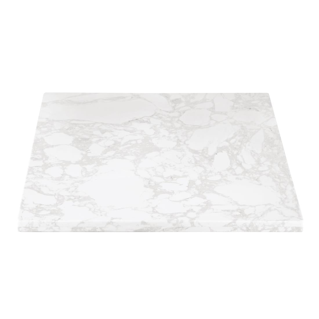 Bolero Square Marble Effect Tabletop White 600mm - DC301 Stone Effect Table Tops Bolero   