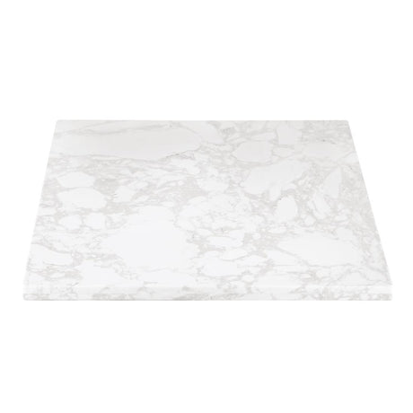 Bolero Square Marble Effect Tabletop White 600mm - DC301 Stone Effect Table Tops Bolero   