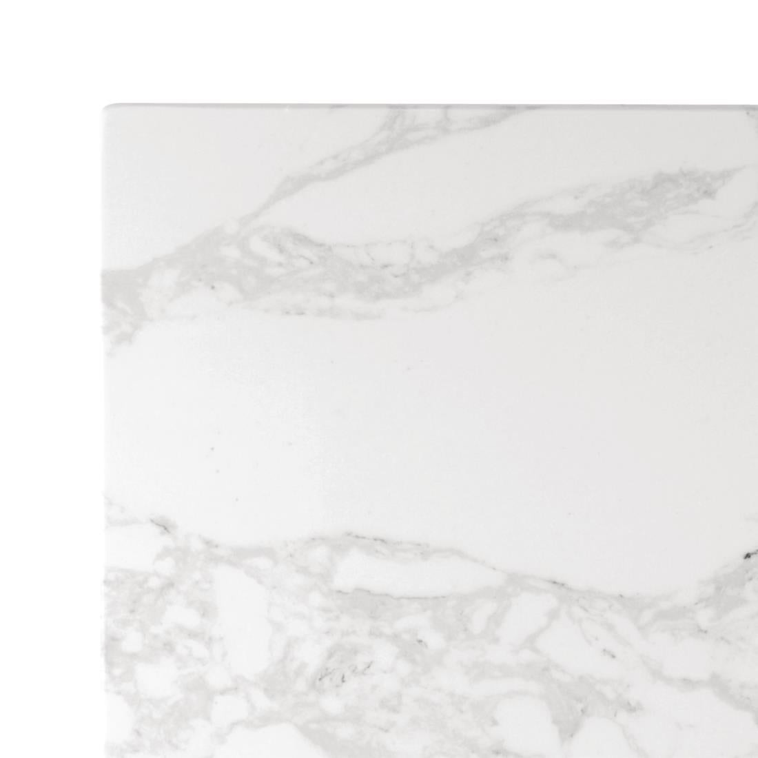 Bolero Square Marble Effect Tabletop White 600mm - DC301 Stone Effect Table Tops Bolero   