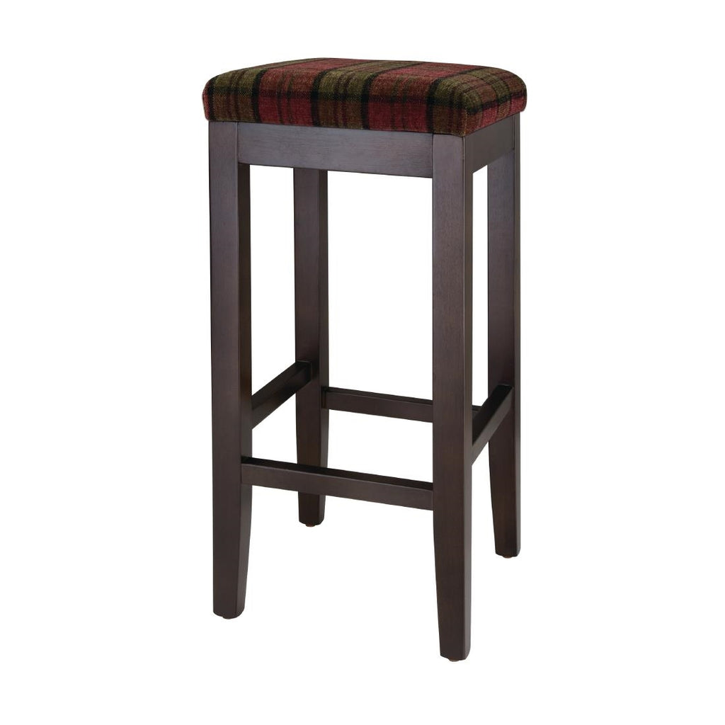 Bolero Dale High Stool Claret Tartan (Single) - DC825 Faux Leather Bar Stools Bolero   