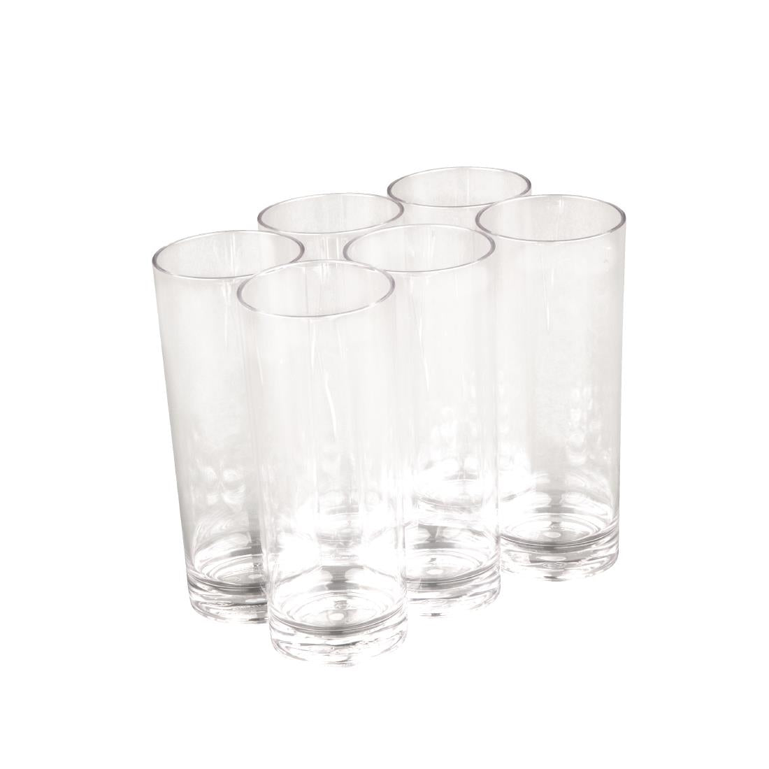 Olympia Kristallon Polycarbonate Hi Ball Glasses Clear 360ml (Pack of 6) - DC924 Plastic Drinkware Olympia   