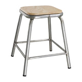 Bolero Galvanised Steel Low Stools with Wooden Seatpad (Pack of 4) - DE478 Metal Bar Stools Bolero   