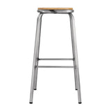 Bolero Galvanised Steel High Stools with Wooden Seatpad (Pack of 4) - DE479 Metal Bar Stools Bolero   