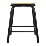Bolero Cantina Low Stools with Wooden Seat Pad Black (Pack of 4) - DE481 Metal Bar Stools Bolero   