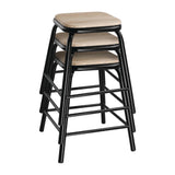 Bolero Cantina Low Stools with Wooden Seat Pad Black (Pack of 4) - DE481 Metal Bar Stools Bolero   