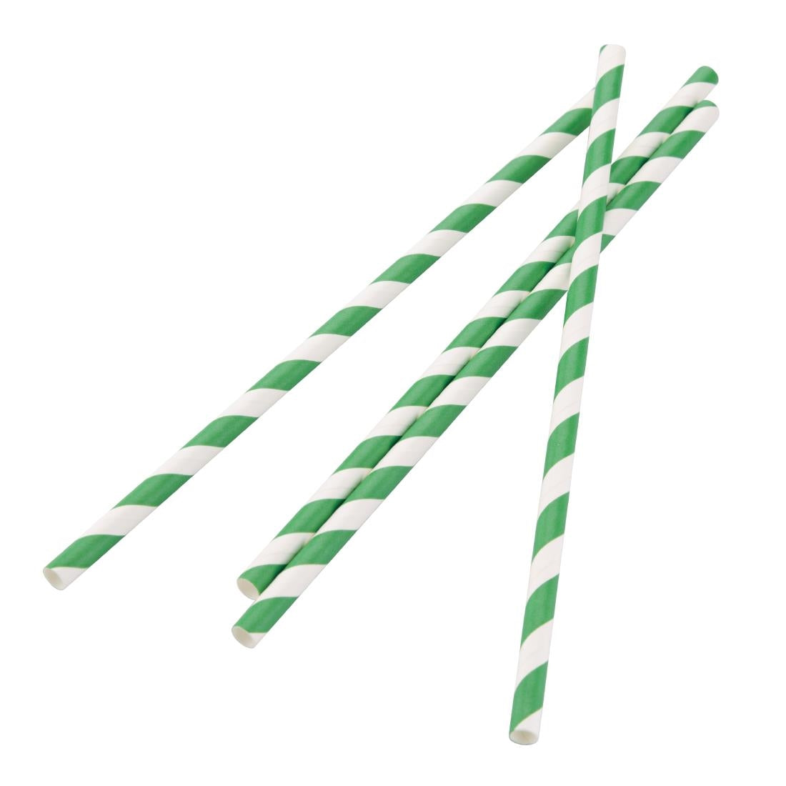 Fiesta Compostable Paper Straws Green Stripes (Pack of 250) - DE928  Fiesta   