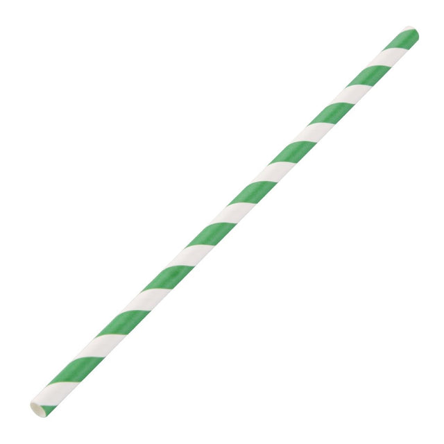 Fiesta Compostable Paper Straws Green Stripes (Pack of 250) - DE928  Fiesta   