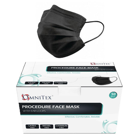 Black Type IIR Front of House Face Masks (Pack of 50) - DF589  Omnitex   