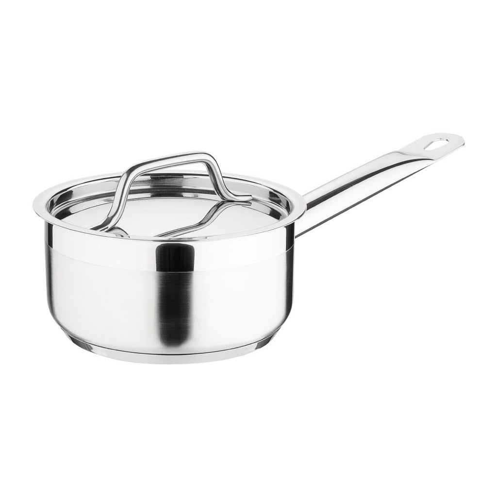 Nisbets Essentials Stainless Steel Saucepan With Lid 14cm - DF669  Nisbets Essentials   