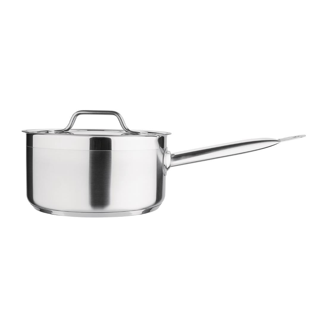 Nisbets Essentials Stainless Steel Saucepan With Lid 20cm - DF671  Nisbets Essentials   