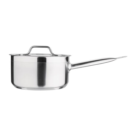 Nisbets Essentials Stainless Steel Saucepan With Lid 20cm - DF671  Nisbets Essentials   