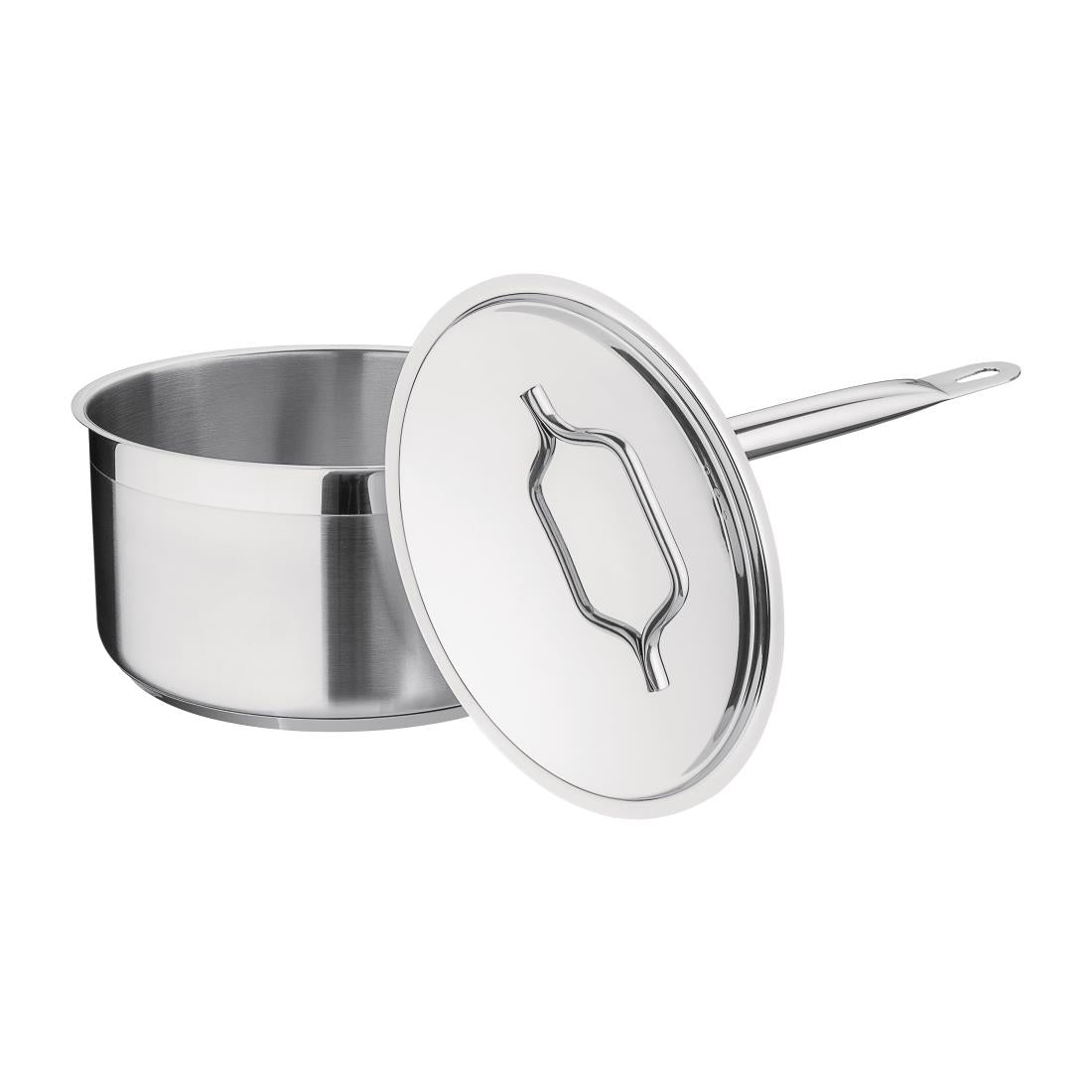 Nisbets Essentials Stainless Steel Saucepan With Lid 20cm - DF671  Nisbets Essentials   