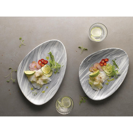 Churchill Fluid Triangle Chef Plates Pearl Grey 205 x 304mm (Pack of 6) - DF729 Plates Churchill