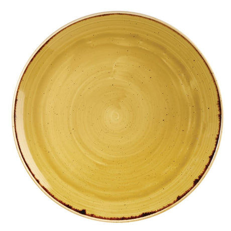 Churchill Stonecast Round Coupe Plates Mustard Seed Yellow 288mm - DF784 Plates Churchill