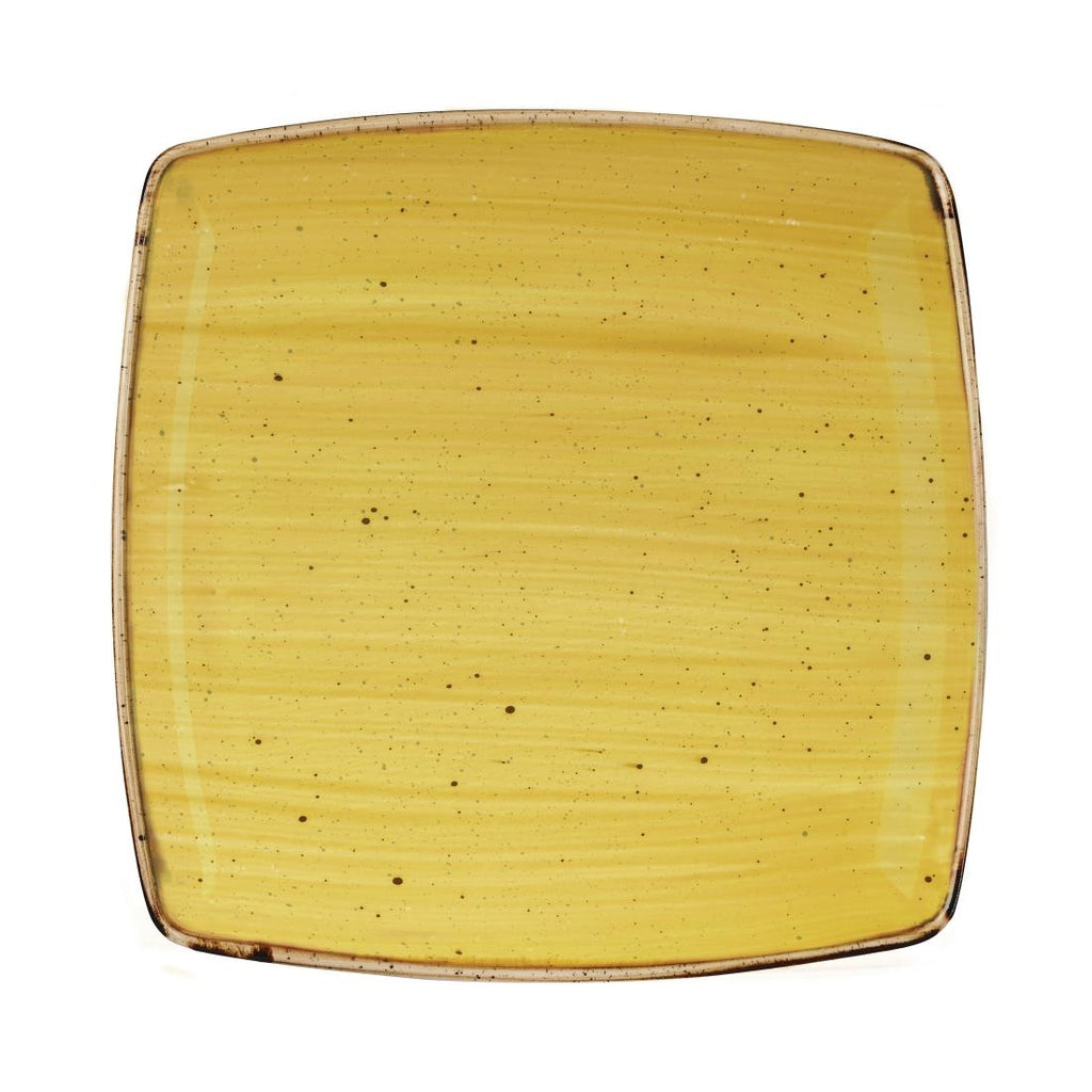 Churchill Stonecast Deep Square Plate Mustard Seed Yellow 260mm (Pack of 6) - DF793 Plates Churchill