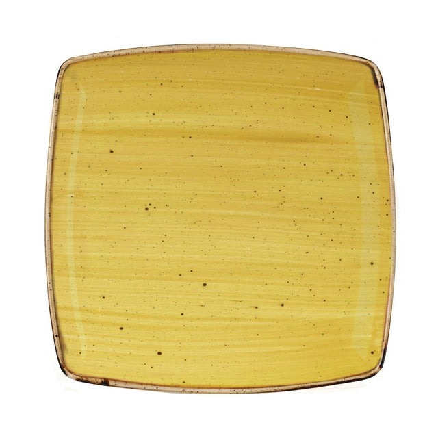 Churchill Stonecast Deep Square Plate Mustard Seed Yellow 260mm (Pack of 6) - DF793 Plates Churchill