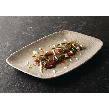 Churchill Raku Oblong Chef Plates Agate Grey 157 x 237mm (Pack of 12) - DF903 Plates Churchill