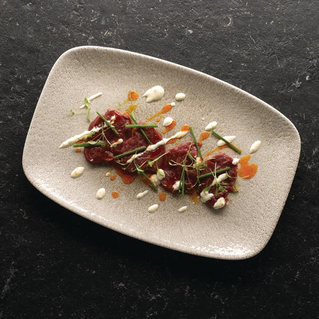Churchill Raku Oblong Chef Plates Agate Grey 157 x 237mm (Pack of 12) - DF903 Plates Churchill