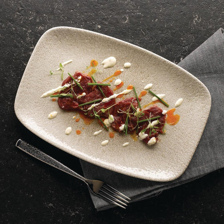 Churchill Raku Oblong Chef Plates Agate Grey 157 x 237mm (Pack of 12) - DF903 Plates Churchill