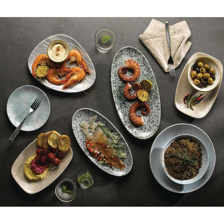 Churchill Raku Oblong Chef Plates Agate Grey 157 x 237mm (Pack of 12) - DF903 Plates Churchill
