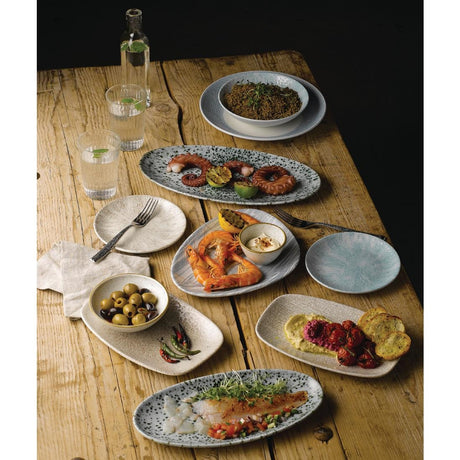 Churchill Breccia Oblong Chef Plate Agate Grey 157 x 237mm (Pack of 12) - CY947 Plates Churchill