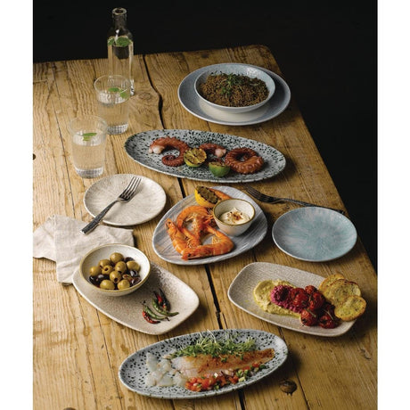Churchill Raku Oblong Chef Plates Agate Grey 157 x 237mm (Pack of 12) - DF903 Plates Churchill