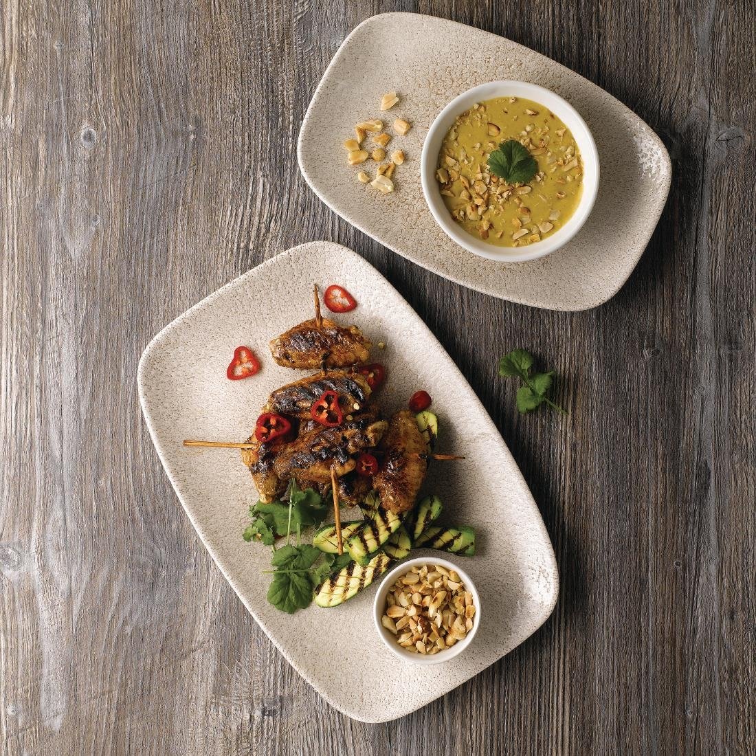 Churchill Raku Oblong Chef Plates Agate Grey 199 x 300mm (Pack of 6) - DF905 Plates Churchill